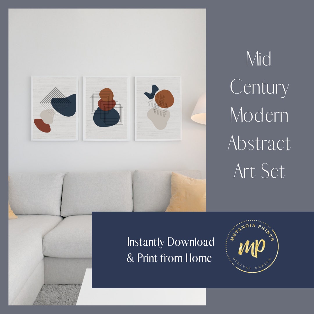 Mid Century Modern Wall Art Set of 3 Downloadable Prints | Fall ...
