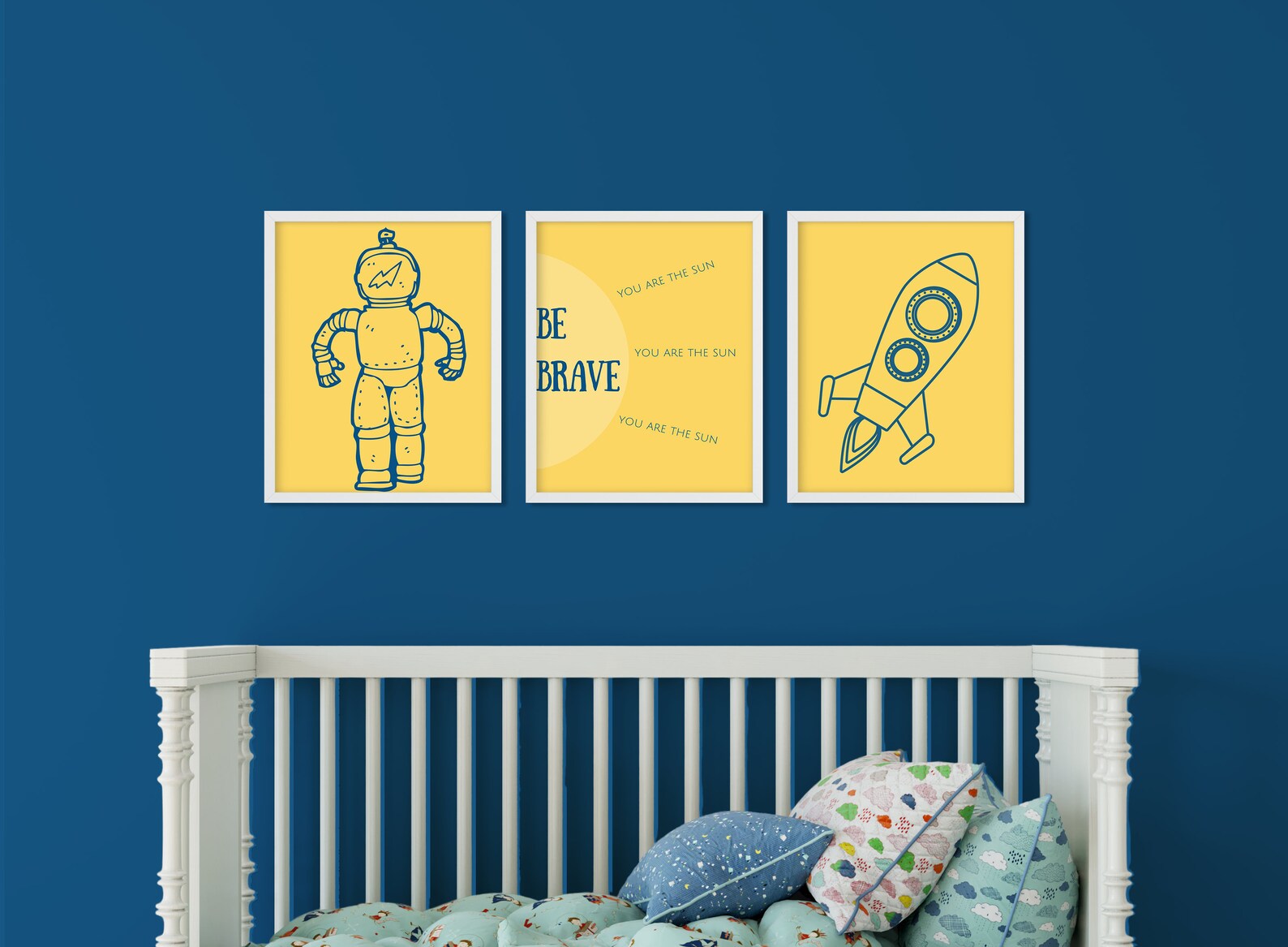 Space Nursery Wall Art Set of 3 Digital Prints Baby Shower Etsy