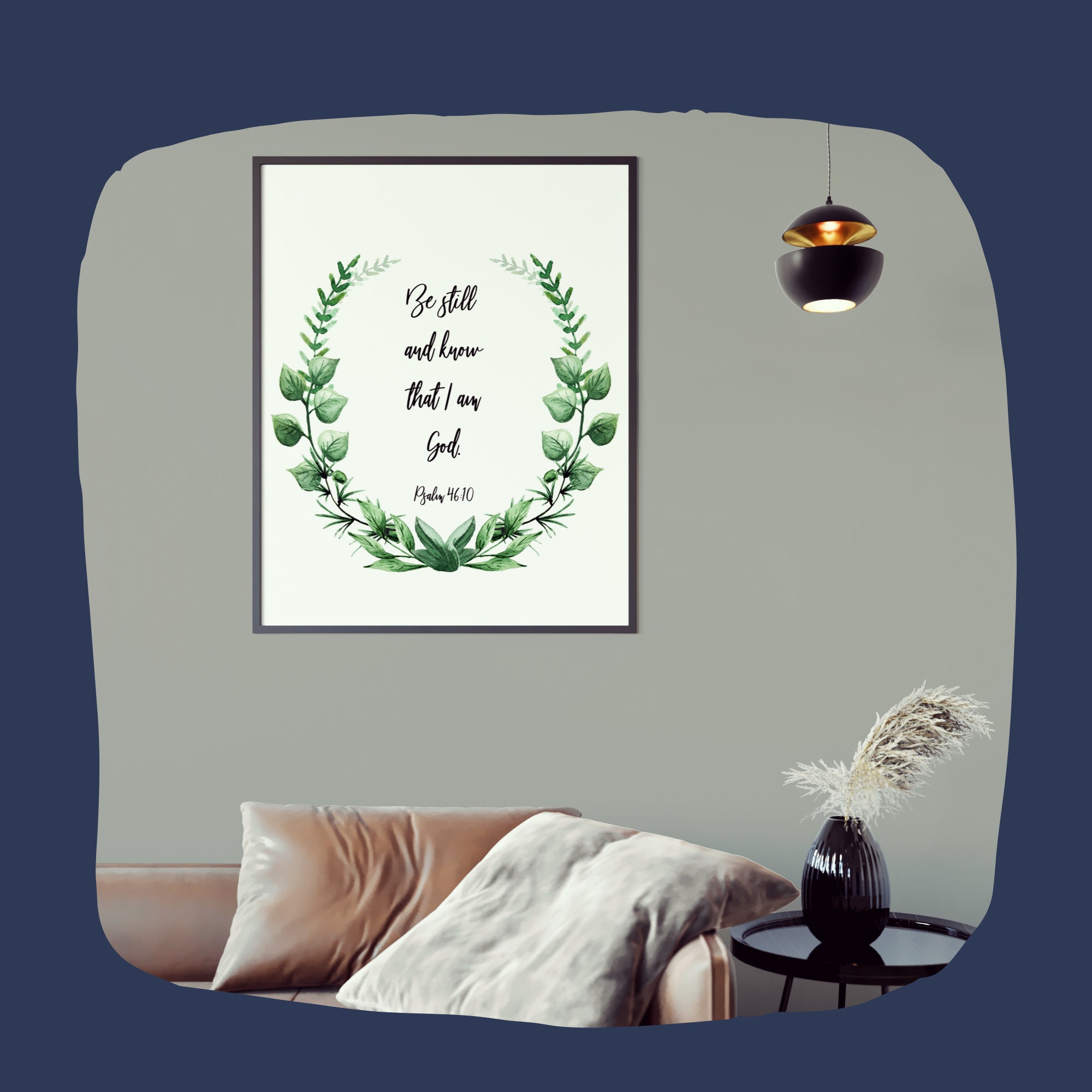 Bible Verse Wall Art Print Greenery Wreath Psalms 46 10 - Etsy
