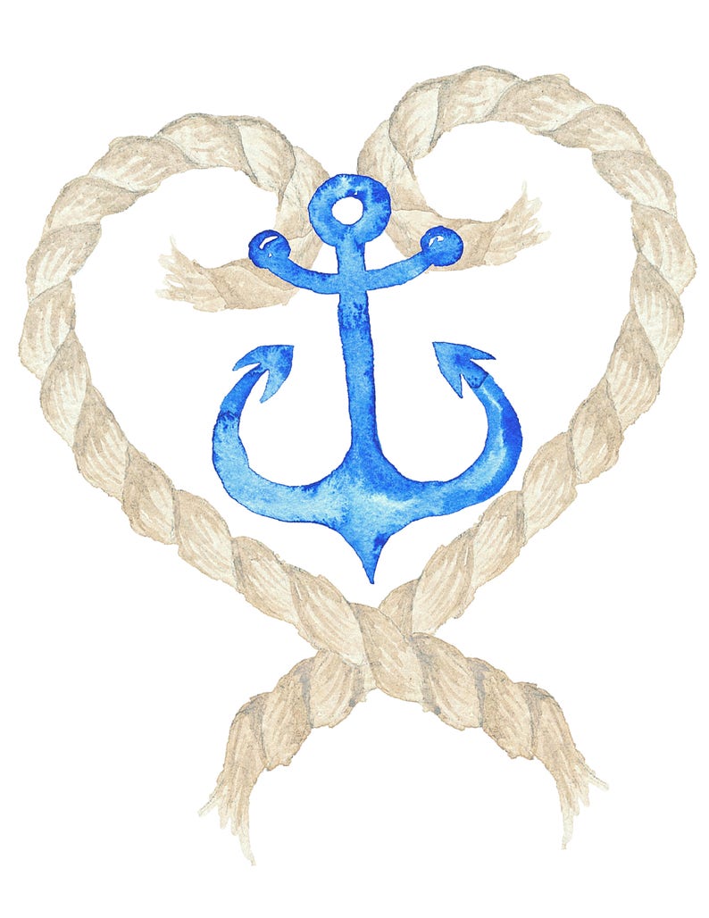 Printable Wall Art Nautical Anchor Rope Heart Digital Print - Etsy