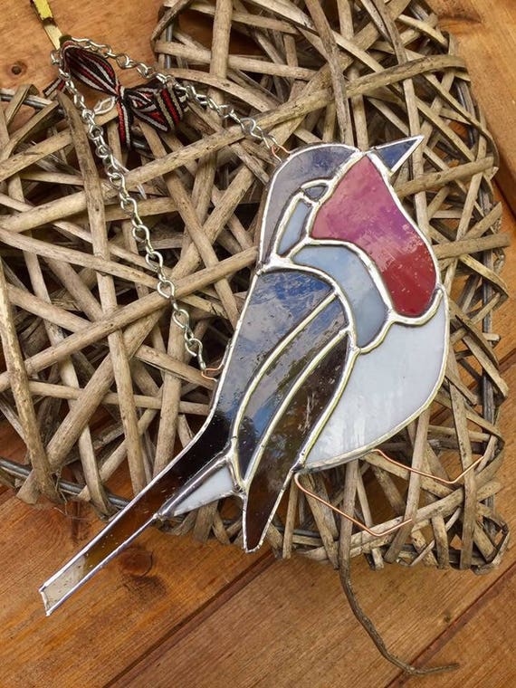 Stained Glass Robin Ornament Gift Idea Home Window Garden Image 0