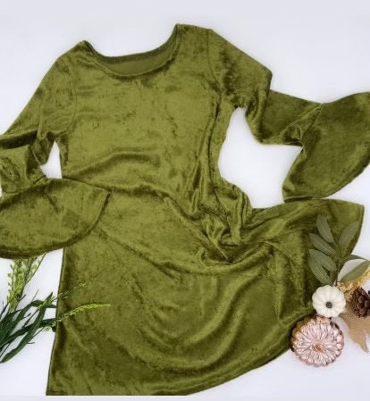 green satin dress sleeves Mermaid Puffy Sleeve Sage Green Satin Dress