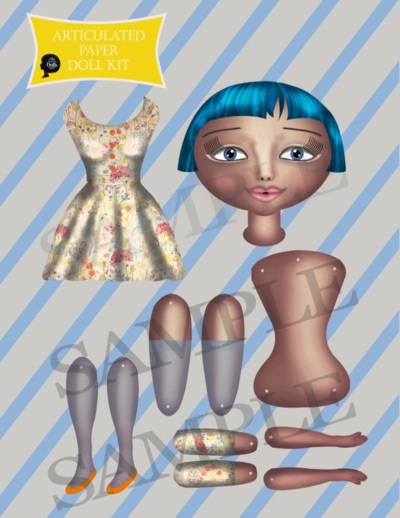 Art Deco Paper Doll W Joint Articulation Digital Etsy