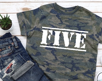 5 Year Old Birthday Boy Shirts, Five Army 5th Birthday Shirts, Five Birthday Boy Shirt, Military Kid 5th birthday Party Fifth birthday shirt