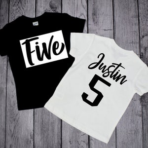 5th Birthday Shirt Boy, Boys 5 Year Old Birthday Shirts, Boys Fifth Birthday Shirts, Boys Birthday Tshirts, Black and White Birthday shirts