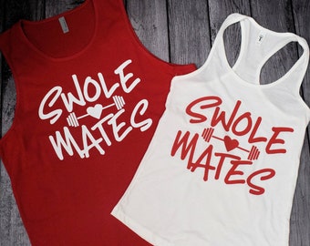 Couples Workout Tanks, Swolemates Matching Couples Gym tanks, Swole Mate Shirts, Couples Swolemates Tanks,