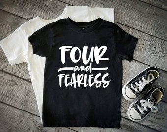 4th Birthday Shirt Boys, 4 year old Birthday Shirt, Boys Fourth Birthday tee, Four and Fearless shirt, Birthday Boy shirt Four Shirt