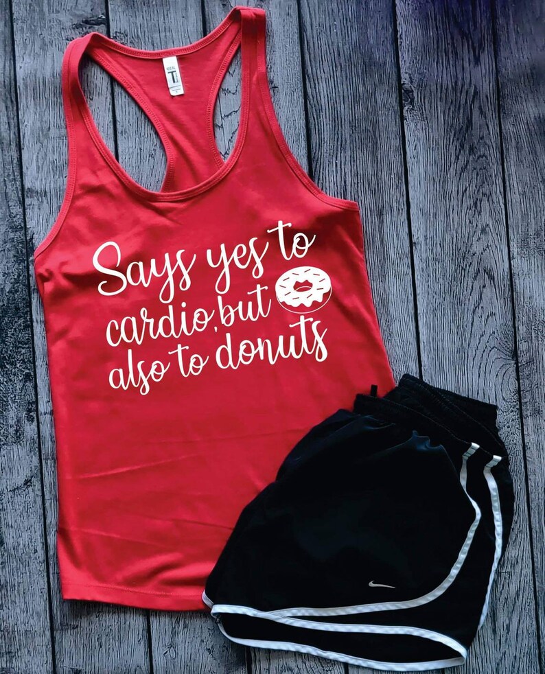 Funny womens Gym Tank Tops Womens Cute Workout Donut Shirt Etsy