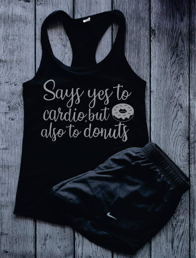 Funny womens Gym Tank Tops Womens Cute Workout Donut Shirt Etsy