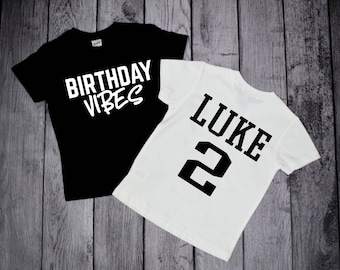 2 year old Birthday shirt, 2nd Birthday Vibes Birthday shirt - two year old  Boy Birthday shirt- Boys Birthday T-shirts  second birthday tee
