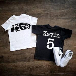 Boys 5th Birthday Shirt with Name and Number