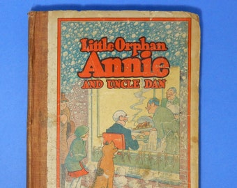 Fumetto con copertina rigida "Little Orphan Annie" del 1934 (e zio Dan) pubblicato da Cupples e Leon Harold Gray, fumetti di giornale