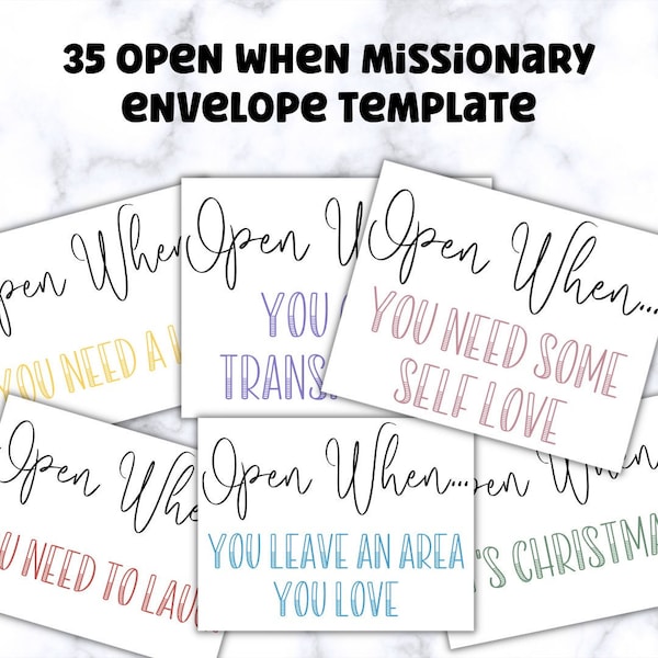 Open When Envelopes for LDS Missionaries | Missionary Gift Idea | Latter Day Saint Missionary Open When Envelopes | Digital Open When Cards