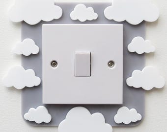 Light Switch Surround Clouds Acrylic | Boys Girls Unisex Gender Neutral Nursery Bedroom Baby Gifts