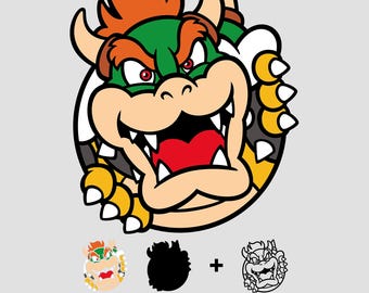 Bowser Mario Layered Cut Gamer Download Digital File svg, png, dxf, pdf | Silhouette Cricut Laser Cutting Files