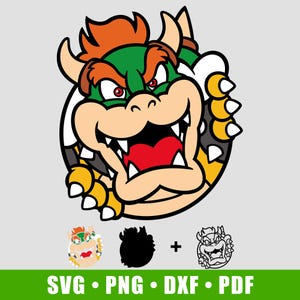 Mario Bowser Colour Easy Cut Layered Download Digital File svg, png, dxf, pdf | Silhouette Cricut Laser Cutting Files