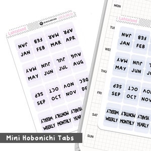 Pastel Mini Hobonichi Monthly Tabs, Digital Stickers, Goodnotes Stickers, Planning Stickers, Printable Planner Stickers, Pre-cropped