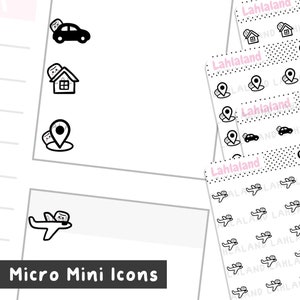 Travel Micro Mini Icons, Adesivos Digitais, Adesivos Goodnotes, Adesivos de Planejamento, Adesivos de Planejador Imprimíveis, Pré-cortados