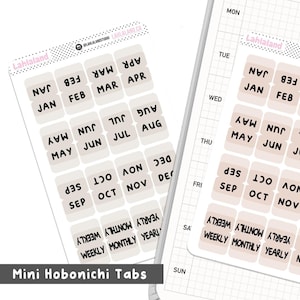 Neutral Mini Hobonichi Monthly Tabs, Digital Stickers, Goodnotes Stickers, Planning Stickers, Printable Planner Stickers, Pre-cropped
