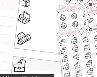 Microminipictogrammen voor werk en school, digitale stickers, Goodnotes-stickers, planningsstickers, afdrukbare plannerstickers, voorgesneden