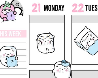 Headache Digital Stickers, Headache Stickers, Migraine Printable Stickers, Pre-cropped, Goodnotes Stickers, Character Stickers, PNG Stickers