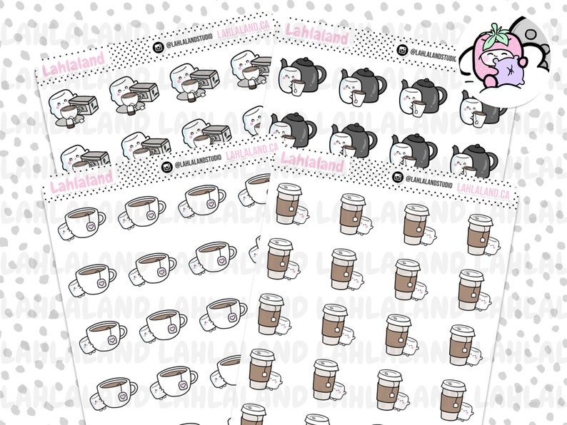Tea Digital Stickers, Tea Stickers, Tea Printable Stickers, Pre-cropped ...