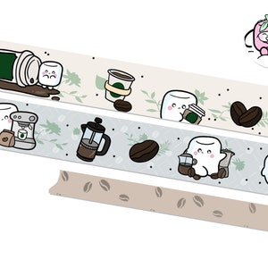 Digitale koffiestickers, washistrips koffie, Afdrukbare washitape, voorgesneden, Goodnotes-stickers, personagestickers, png-stickers iPad