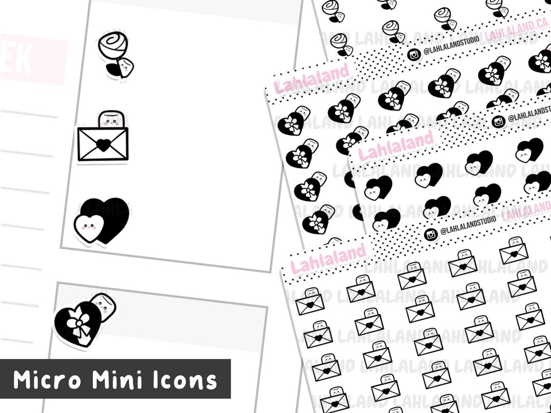 Valentine's Day Micro Mini Icons, Digital Stickers, Goodnotes Stickers ...