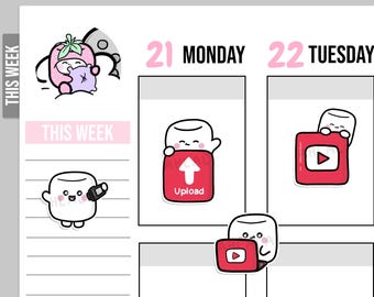 Watch Videos Digital Stickers, Video Stickers, Printable Stickers, Pre-cropped, Goodnotes Stickers, Character Stickers, PNG Stickers