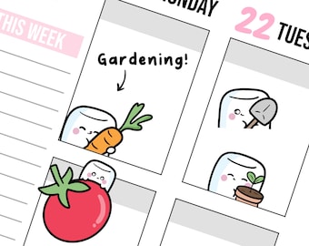Gardening Digital Stickers, Garden Stickers, Garden Printable Stickers, Pre-cropped, Goodnotes Stickers, Character Stickers, PNG Stickers