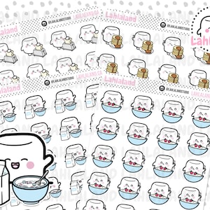 Breakfast Digital Stickers, Breakfast Stickers, Printable Stickers, Pre-cropped, Goodnotes Stickers, Character Stickers, PNG Stickers