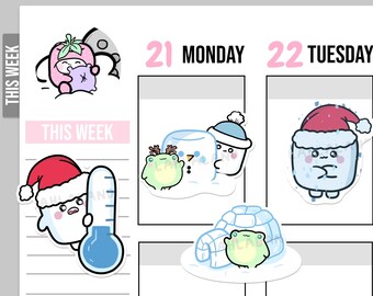 Chilly Winter Digital Stickers, Goodnotes Stickers, Planning Stickers, Printable Planner Stickers, Pre-cropped, Christmas Stickers