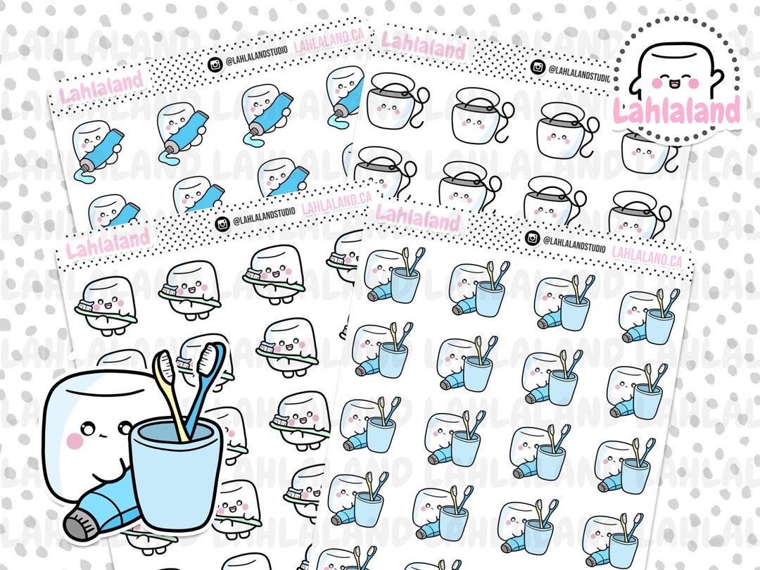 Toothbrush Printable Stickers Brushing Teeth Digital Stickers, Teeth Stickers, Teeth Printable ...