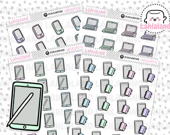 Technologie Digitale stickers, technische stickers, afdrukbare stickers, voorgesneden, Goodnotes-stickers, personagestickers, png-stickers