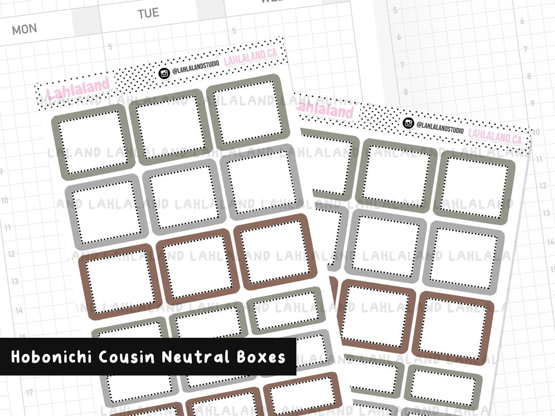 Hobonichi Cousin Functional Neutral Boxes, Digital Planner Stickers ...