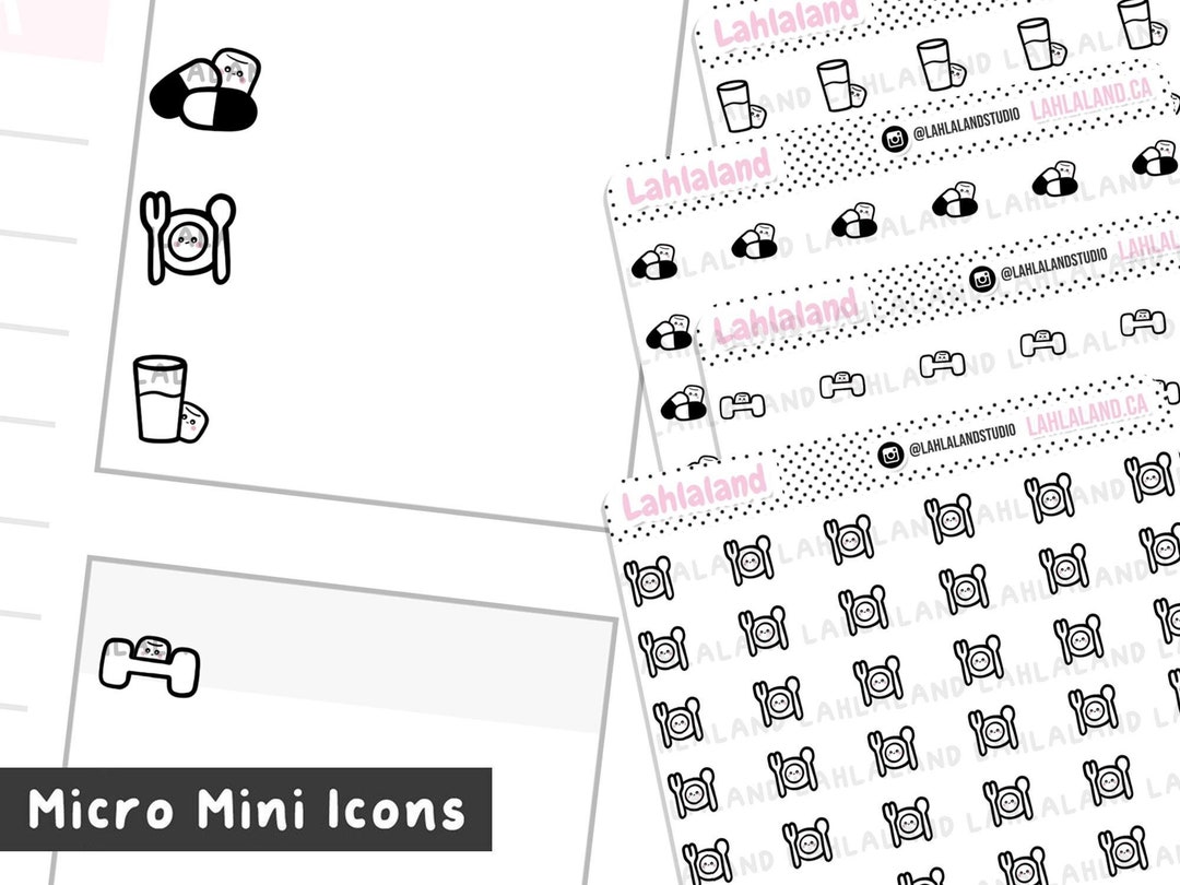 Daily Habits Micro Mini Icons, Digital Stickers, Goodnotes Stickers ...