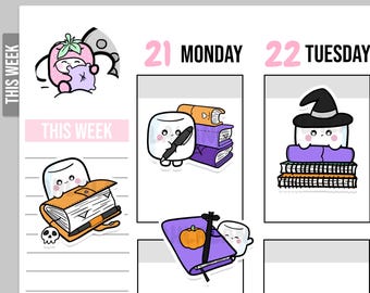 Spooky Planning Digital Stickers, Goodnotes Stickers, Planning Stickers, Printable Planner Stickers, Pre-cropped, Halloween Stickers
