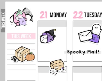 Pegatinas digitales de Spooky Mail, pegatinas de Goodnotes, pegatinas de Happy Mail, pegatinas imprimibles para planificadores, pegatinas precortadas de Halloween