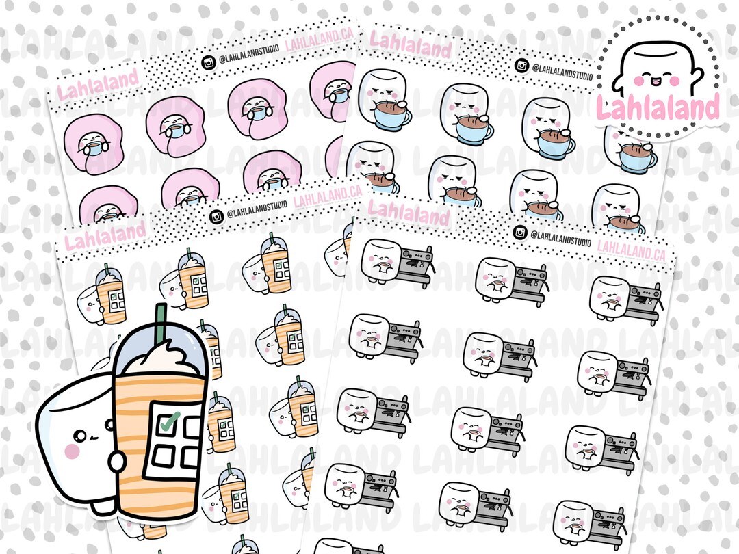 Printable Character Stickers - Coffee Stickers | Digital Stickers ...