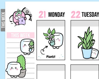 Plant Digital Stickers, Plant Stickers, Plant Printable Stickers, Pre-cropped, Goodnotes Stickers