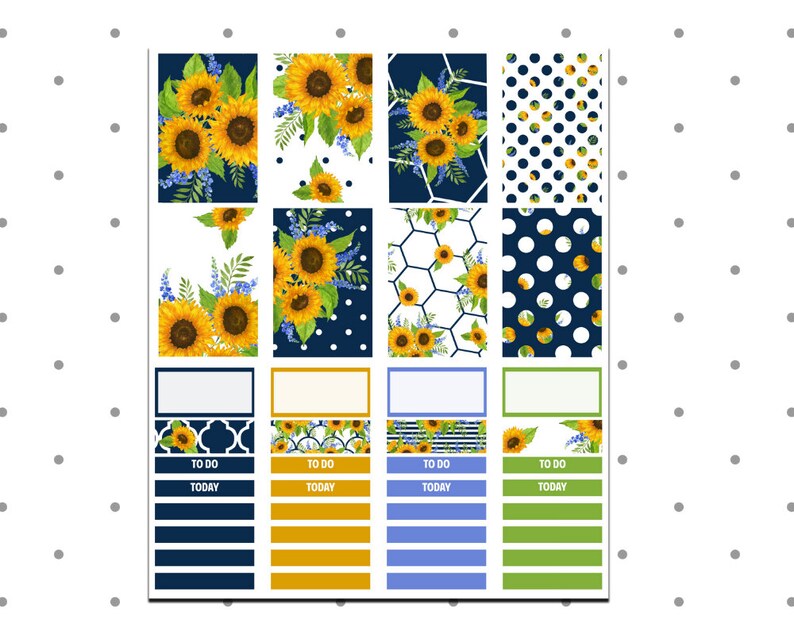 Sunflower Chic Printable Planner Stickers for Classic Happy - Etsy
