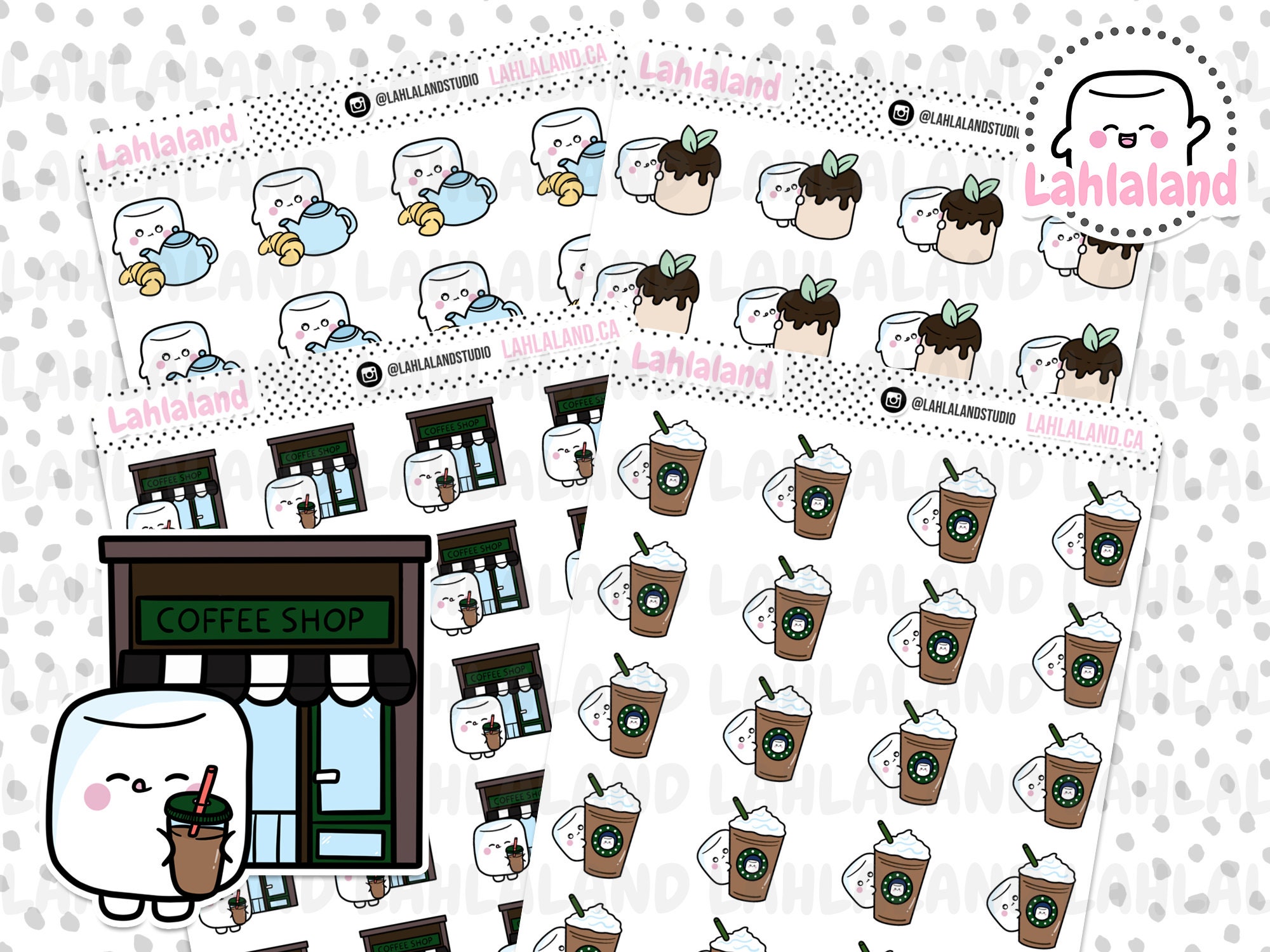 Coffee Shop Digital Stickers, Cafe Stickers, Printable Stickers, Pre-cropped, Goodnotes Stickers, Character Stickers, PNG Stickers