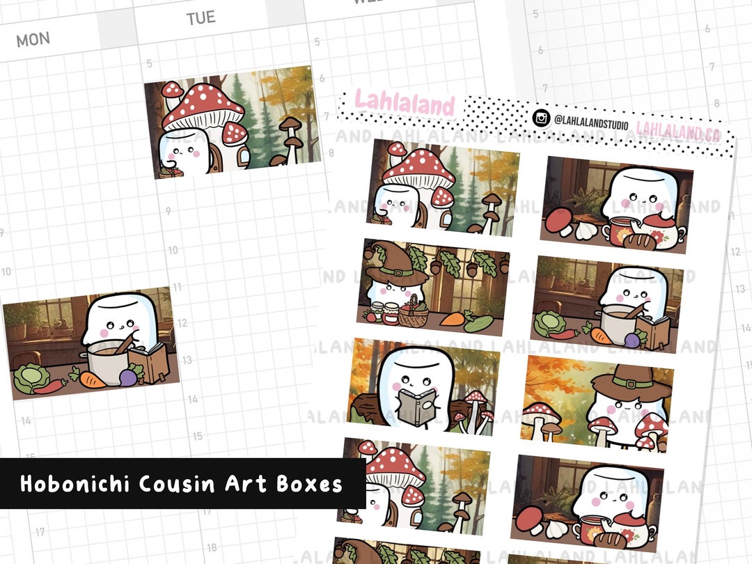 Hobonichi Cousin Cottagecore Art Boxes, Digital Planner Stickers ...