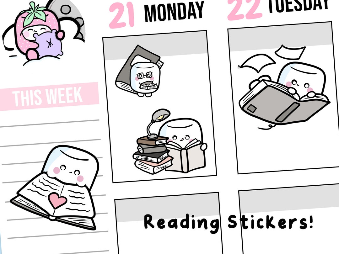 Reading Digital Stickers, Reading Stickers, Book Printable Stickers ...