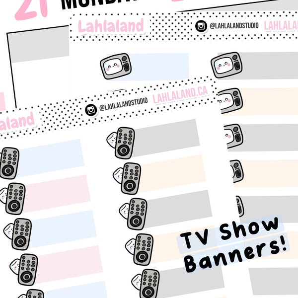 TV Show Digital Stickers, TV Banner Stickers, Printable Stickers, Pre-cropped, Goodnotes Stickers, Character Stickers