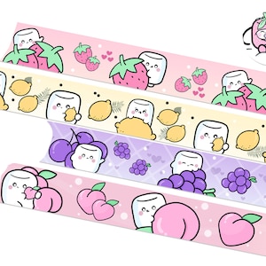 Stickers numériques fruits, bandes Washi fruits, ruban adhésif Washi imprimable, prérecadré, autocollants Goodnotes, autocollants personnages, autocollants PNG