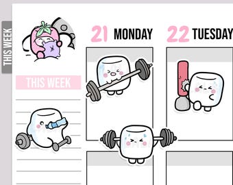 Fitnessstudio digitale Aufkleber, Goodnotes-Aufkleber, Workout-Aufkleber, druckbare Planner-Aufkleber, vorgeschnittene, Übungsaufkleber