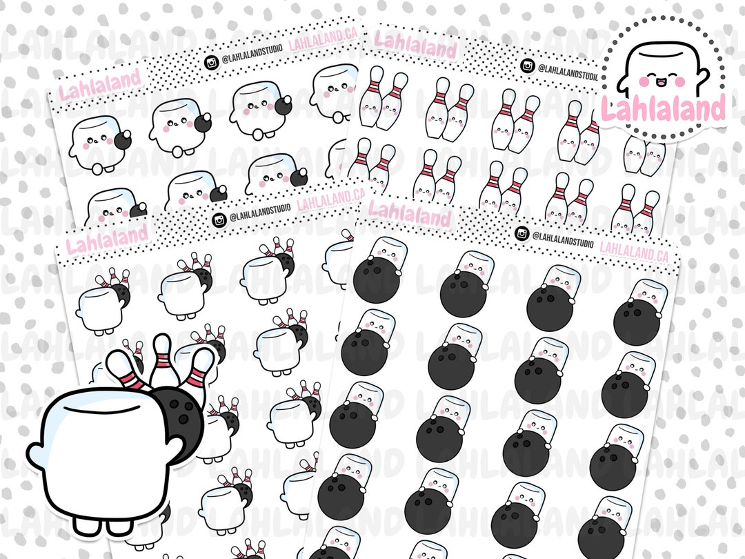 Bowling Digital Stickers, Bowling Stickers, Bowling Printable Stickers ...