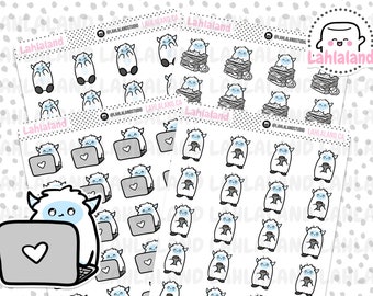 Work Digital Stickers, Work Stickers, Working Printable Stickers, Pre-cropped, Goodnotes Stickers, Character Stickers, PNG Stickers