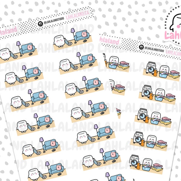 Cleaning Digital Stickers, Divider Stickers, Printable Stickers, Pre-cropped, Goodnotes Stickers, Character Stickers, PNG Stickers